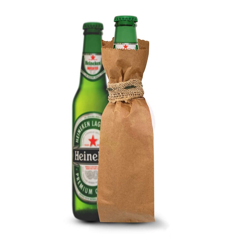 CulinWare Wine Paper Bags Brown Kraft, Unprinted Grocery Liquor Bags - Craft Bags 500/Pack (Pint) - Image 1